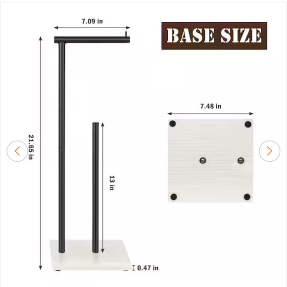 Free Standing Toilet Paper Holder with Wood Base, Black NWT - Picture 3 of 3